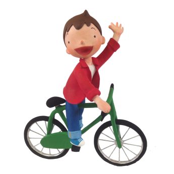 図工舎ごとうゆきがつくった自転車に乗った男の子のクレドール